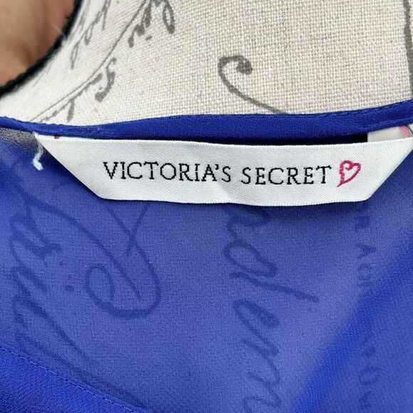 Victoria’s Secret Embroidered Sheer Night Gown Blue Large - Picture 2 of 8